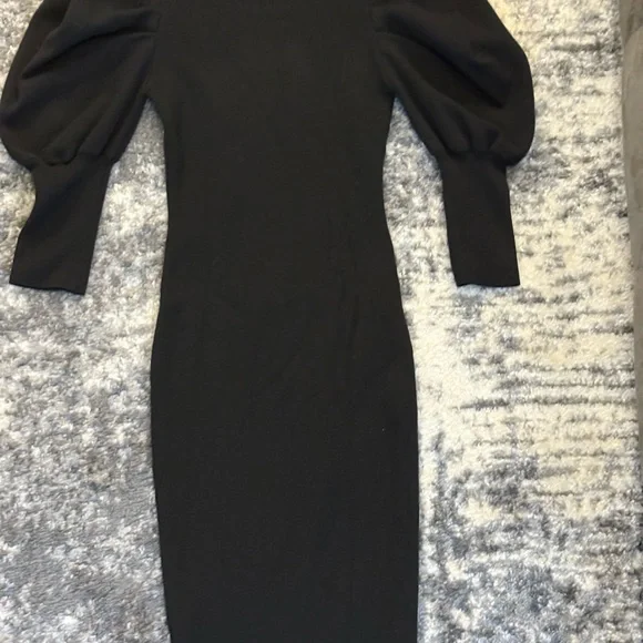 Fashion Nova Black Puff Sleeve Sheath Dress